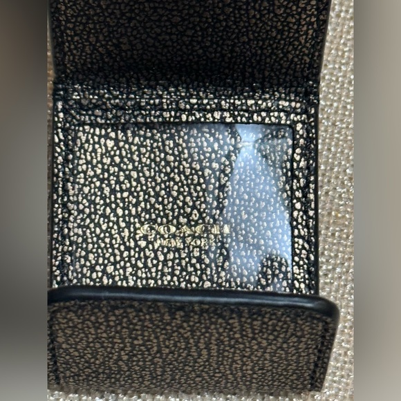 NWOT-COACH Gold and Black Leather Horse Carriage Photo Frame Bag Charm, Keychain - Picture 7 of 12